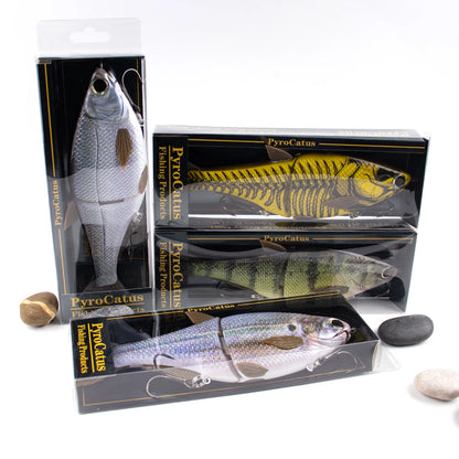 PyroCatus Big Game Glide Shad Baits 23cm/140g Sinking Hard Body Baits Soft Tail Fishing Lures Jointed Swimbait Tackle