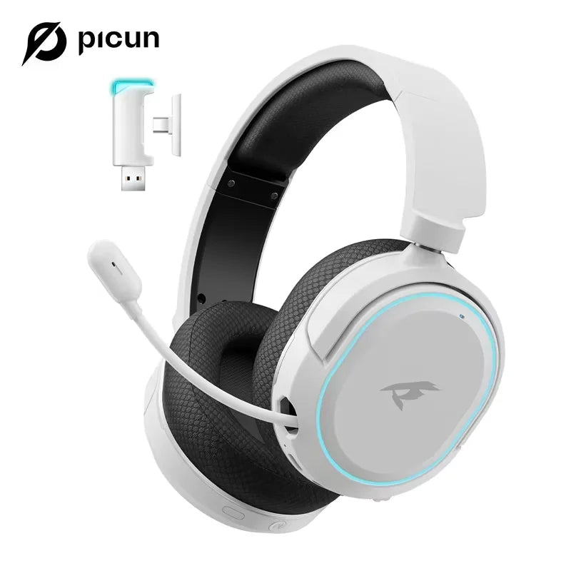 Picun G2 2.4GHz Bluetooth Wireless Gaming Headset For PC PS4 PS5 Phone Switch 5ms Low Latency 7.1 Surround Wired Headset ENC Mic