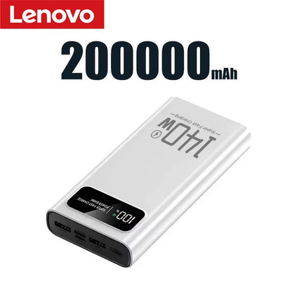 Lenovo 140W Power Bank 200000mAh Large Capacity Super Fast Charging Digital Display For iPhone Samsung Emergency Power Battery