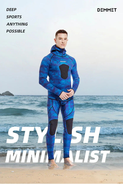 HOT 3mm Camouflage Wetsuit Long Sleeve Fission Neoprene Submersible Diving for Men Keep Warm Tops and Pants 2-pieces Sun Protect