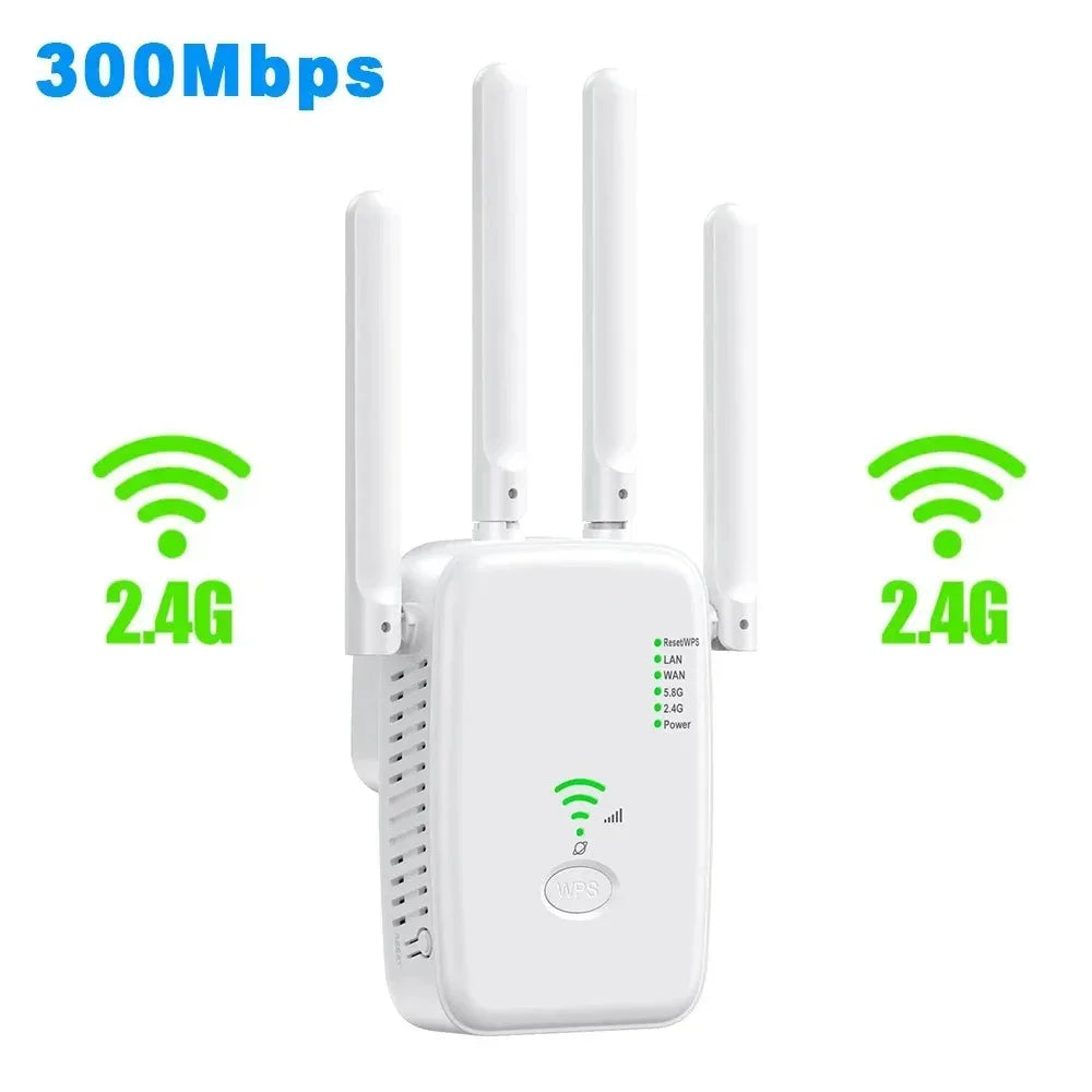 1200Mbps Wireless WiFi Repeater 5Ghz  Router WiFi Extender Amplifier 2.4G/5GHz Wi-Fi Signal Booster Long Range Network Receiver