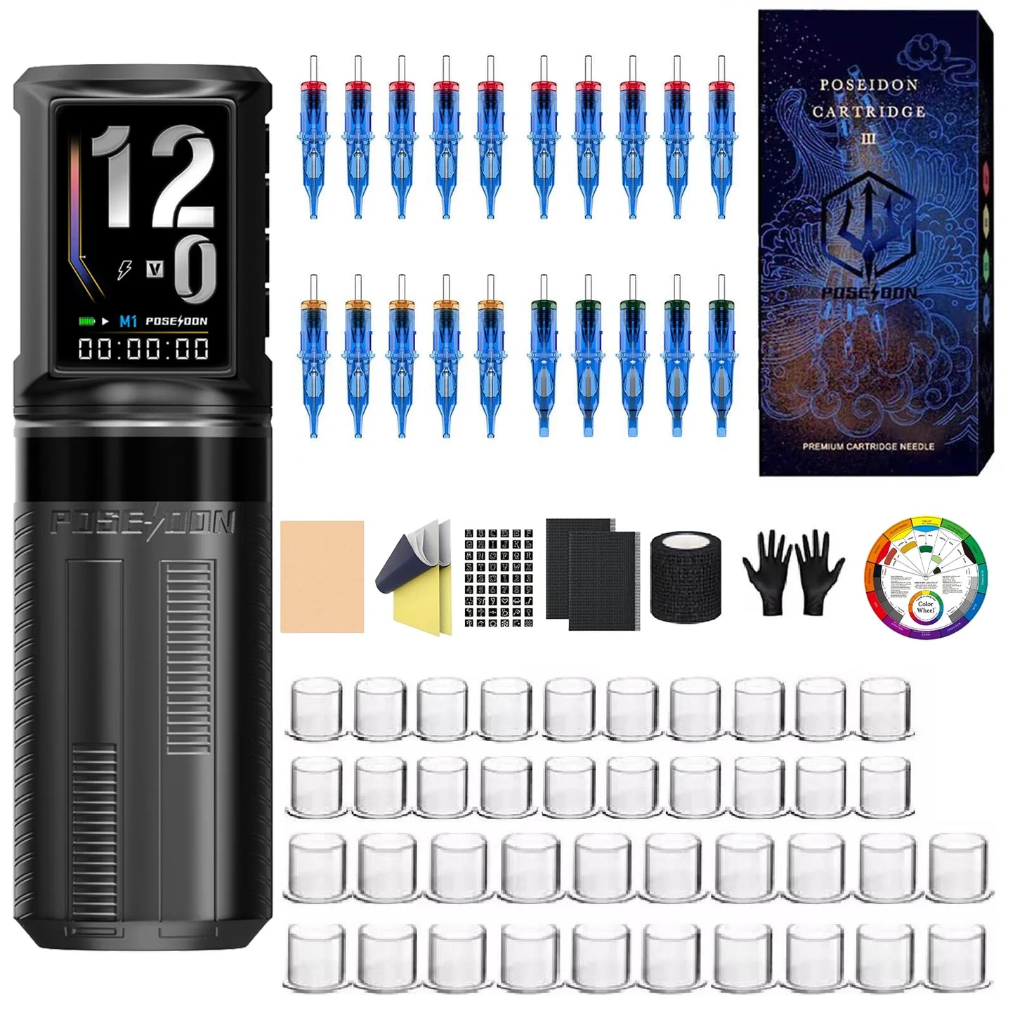 POSEIDON Tattoo Kit HM163 Wireless  Tattoo Pen Kit For Permanent Makeup Tattoo Machine Kit Professional Tattoo Gun Kit