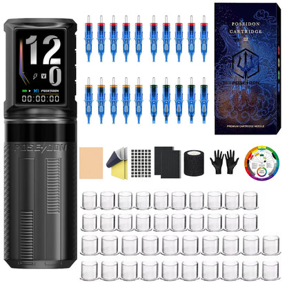 POSEIDON Tattoo Kit HM163 Wireless  Tattoo Pen Kit For Permanent Makeup Tattoo Machine Kit Professional Tattoo Gun Kit