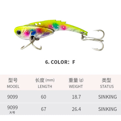 VIB submerged long throw lure for lure fishing, 60MM/67MM, Trembling swim tip 18.7G/26.4GB, VIB false bait fishing lure
