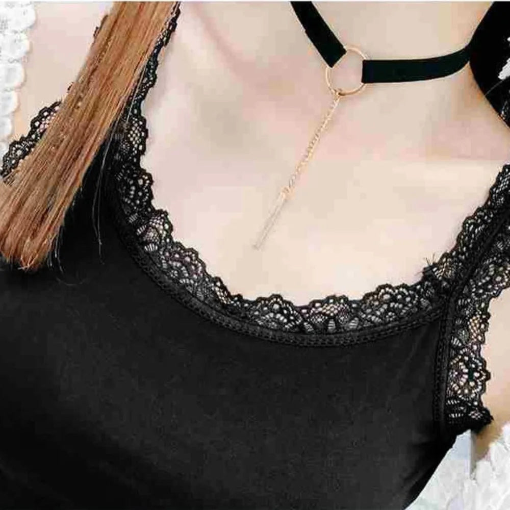 Ärmlöst linne dam med U-ringning – svart eller vitt, L–3XL