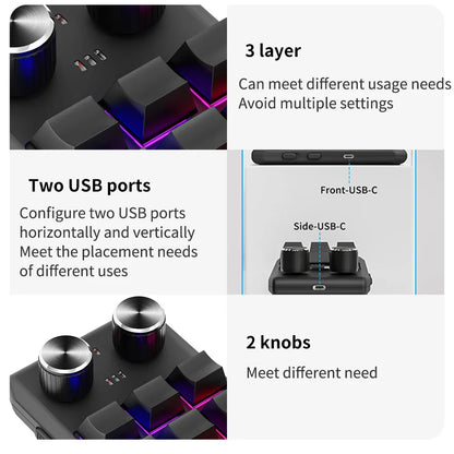 Bluetooth 12 Key 2-knob USB Programming Macro Custom Keyboard Game Console Mechanical Keyboard Photoshop Hot Swappable Keyboard