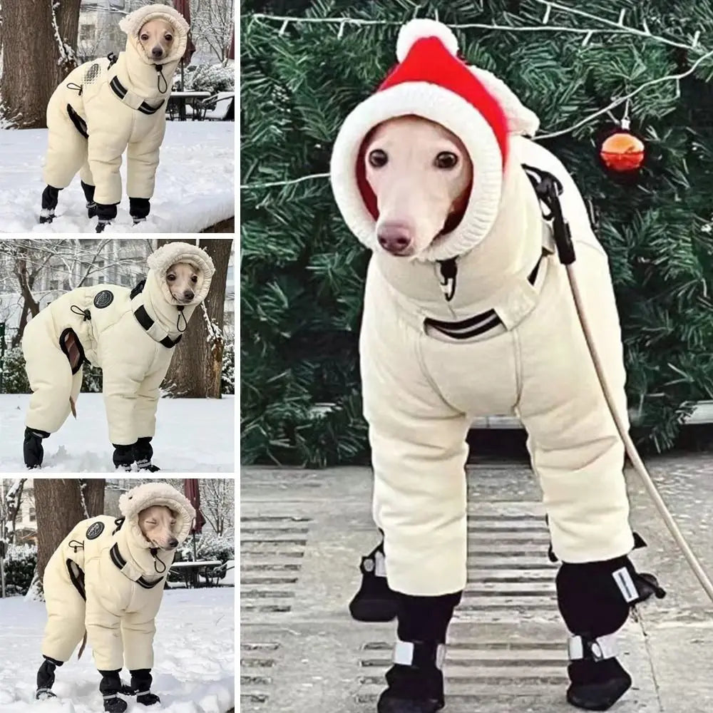 Trendy Waterproof Winter Dog Jumpsuit Thickened Full Cover Big Dog Clothes Fleece Warm Big Pet Supplies Large Dog