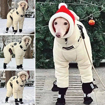 Trendy Waterproof Winter Dog Jumpsuit Thickened Full Cover Big Dog Clothes Fleece Warm Big Pet Supplies Large Dog