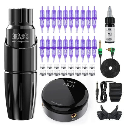 Mast Tour Tattoo Machine Full Kit Permanent Makeup Pen Lightweight Design for Eyebrow & Lip Art Makeup with MAST Pro Cartridge