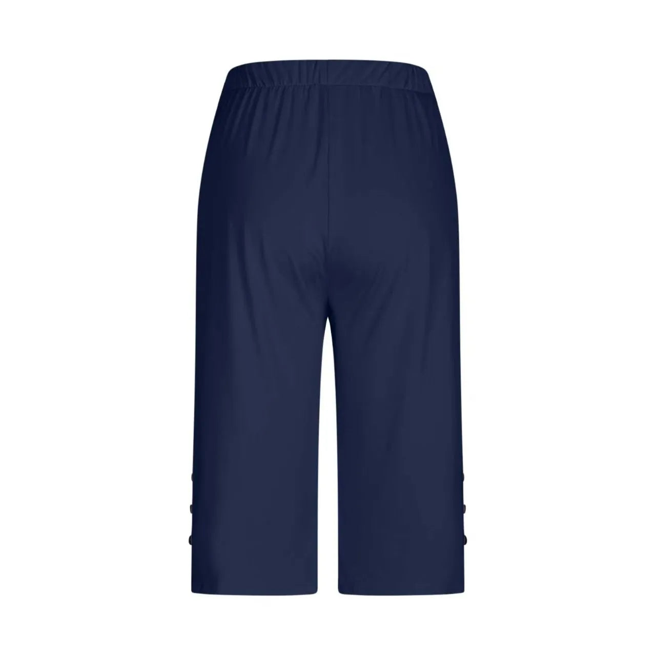 High-Waisted Elastic Seven-Foot Pants Women's Mid-Calf Trousers Base Layer Clothing with Button Detail