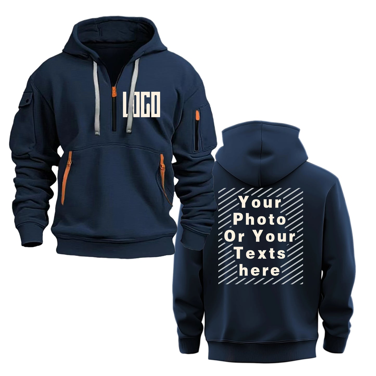 Unisex Hoodie med Eget Tryck – Lös Passform, Flera Fickor | S–XXXL