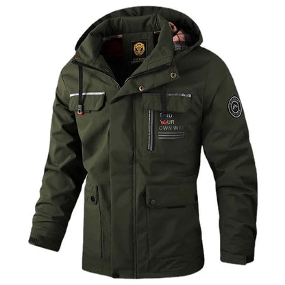 Vindtät Hoodie Jacka Herr – Vattentålig Softshell Vinterjacka Plus Size