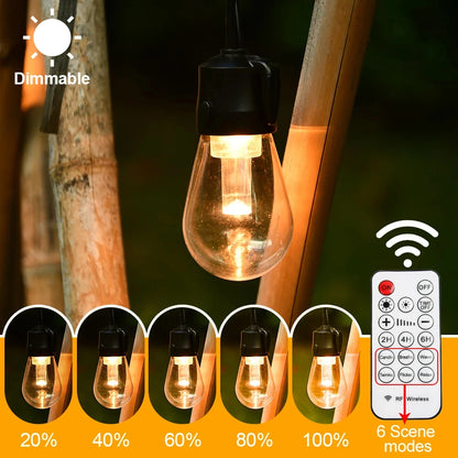 Arbrac ST38 LED-ljusslinga Utomhus IP44 – Varmvit 2200K Krossäker Fjärrkontroll Dimmer 15/18/20/30m Trädgård Bröllop Jul CE RoHS