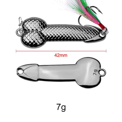 Metal Penis Spoon Lure 3g 7g 11g 15g 21g 28g 36g Hard Bait Tackle Sequin Vibrating Fishing Lure Artificial Bait Feather Hook VIB