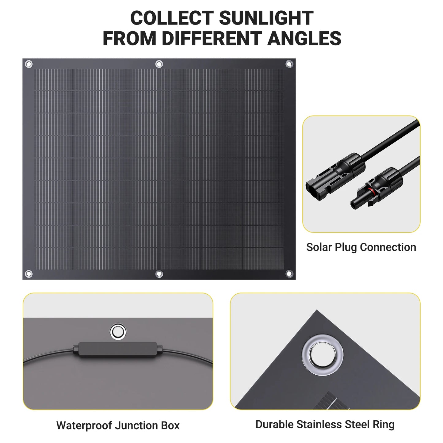 800W Balkongsolcells-kit – 4×200W Flexibla Solpaneler + 800W Mikroväxelriktare, Plug & Play, WiFi-övervakning, IP67, CE, EU-lager (Tyskland)