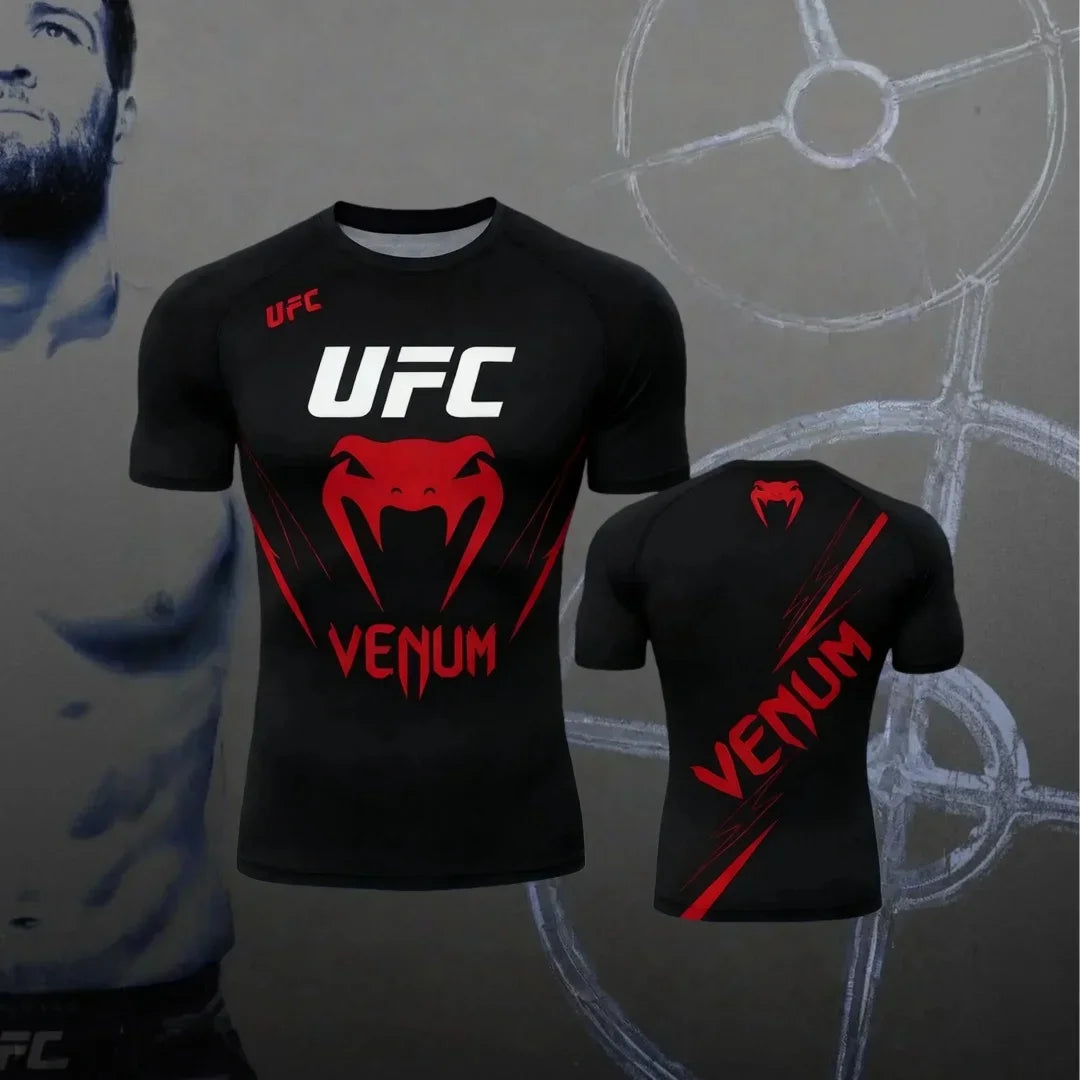 Men's T-shirt Fashion Quick Drying Casual Breathable O-neck Short Sleeve Tops Hot Summer Selling UFC Boxing Fighting Competition