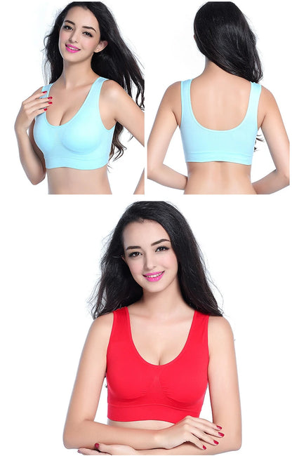 3PCS/lot Hollow out Breathable Sports Bra With Pad Plus Size Seamless Vest For Women Active Wirefree Brassiere Push Up Bra S-6XL