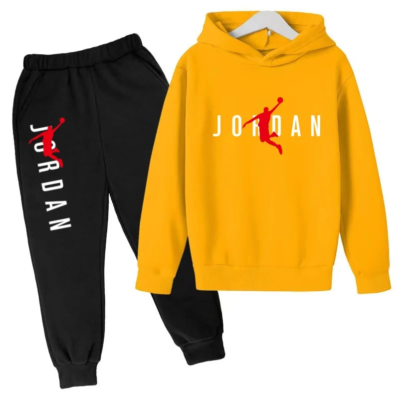 Kids Hoodie Basketball Letters Pullover 3-12Yrs Coat Sweatshirt+Pants Boy Girl Toddler Jogging Clothes Leisure Fashion Brand Set