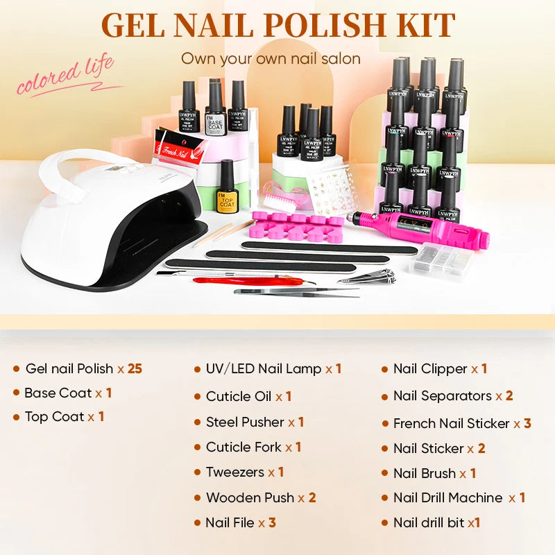 LNWPYH Gel Nail Polish Kit ,Manicure Tools Set  With Professional USB Electric Nail Drill Polish File And UV LED Nail Lamp Dryer