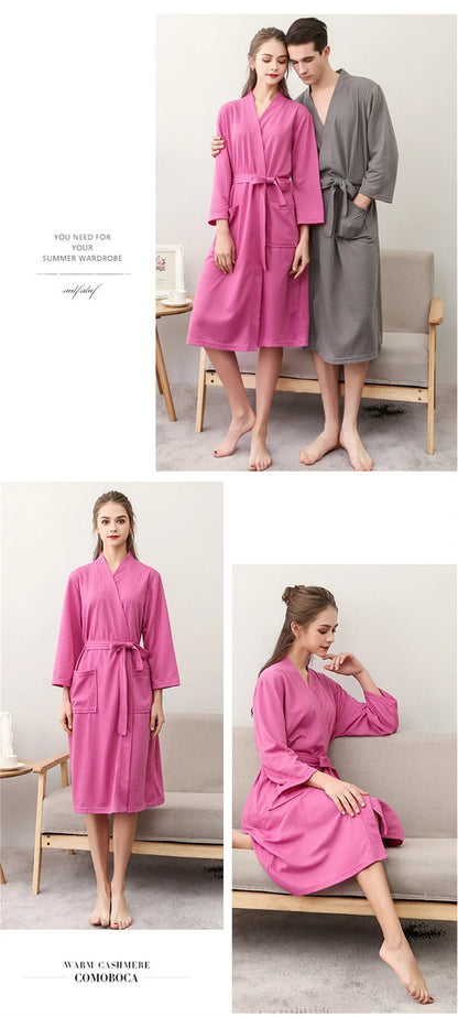 Unisex Kimono Badrock Lång – Lätt Mjuk Sommar & Höst Loungewear, 17 Färger M–3XL
