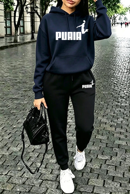 Fall Winter Womens Outfits Street Casual Hooded Sweatshirts Outdoors Sports Jogging Clothing Hot Sales Single Piece Hoodie Pants
