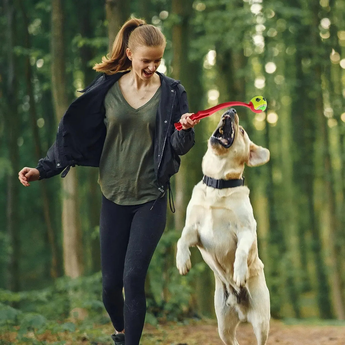 Bollkastare för hund 38 cm – med eller utan boll, slumpmässig färg