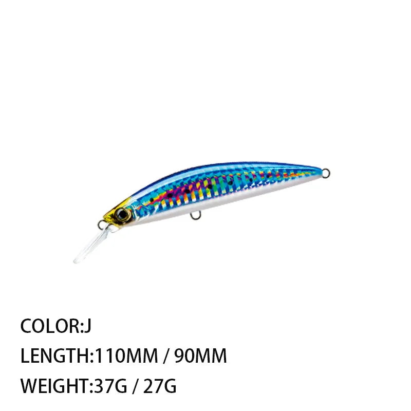 Freshwater Bait Mino 90MM110MM Ultra-long Cast Utra-long Bait Sinking Weight 27g37g Perch Bait Trolling Bait Fishing Tackle