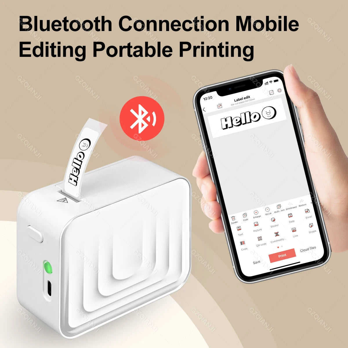 Marklife M1 Trådlös Bluetooth Termisk Etikettskrivare – Bläckfri Mini Portabel App-styrd 12–15mm Hem Kontor 2026