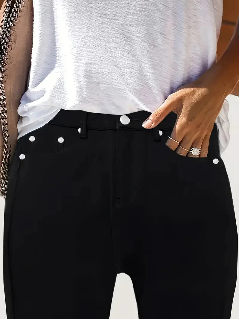 Women Pencil Pants Jeans Skinny Trousers High Waist Stretch Pockets Vintage Washed Female Streetwear Slim Full Length Denims
