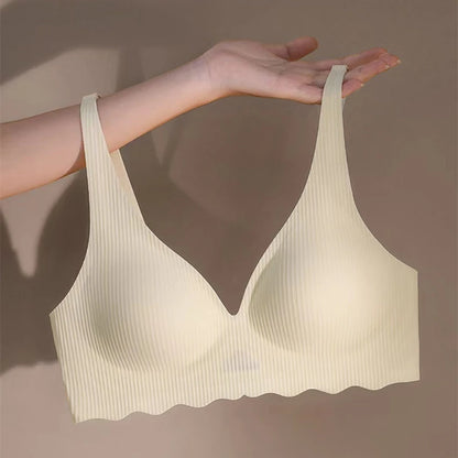 Dam Sömlös Randig BH – Push-up Trådlös Samlande Liten Byst Urhålad Design, 5 Färger S–XL