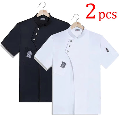 Catering Cooking White Shirt Restaurant Kitchen Chef T-shirt Baker Work Uniform Waiter Hotel Clothes Cook Jacket Cafe Overalls