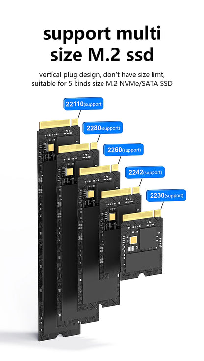 Blueendless 4 Bay M.2 NVMe/SATA SSD Docking Station Type C USB3.1 10Gbps M2 NVMe PCIe SATA NGFF Dual Protocol Aluminum SSD Case