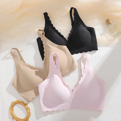 Women's No Trace Bra Plus Size Gather Without Steel Ring Underwear Soft Support Comfortable Sleeping Bra Anti-sagging Lingerie