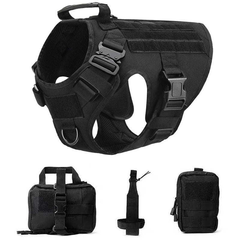 Taktisk Militärhundsele & Koppelset – För Schäfer, Golden Retriever & Stora Raser, S–XL