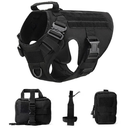 Taktisk Militärhundsele & Koppelset – För Schäfer, Golden Retriever & Stora Raser, S–XL