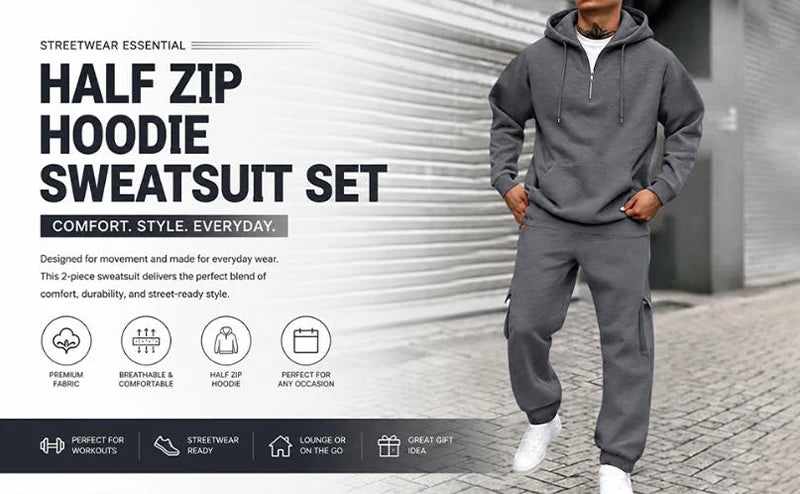 Customized Print Men Tracksuit 2 Pieces Half Zipper Athletic Hoodies Sweatpants Women Training Casual Running Jogging Suit Sets