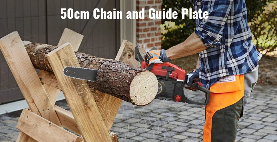 CONENTOOL Professional 58CC Gas Petrol Chainsaw 20" Chain Saw 2.55kW High Power Wood Cutter for Tree Felling Firewood Farm Forestry Garden Tool