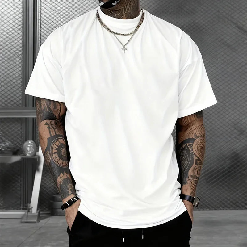 Herr-t-shirt 100% Bomull – Rund Hals, Kortärmad, Klassisk Svart eller Vit, S–XXXL