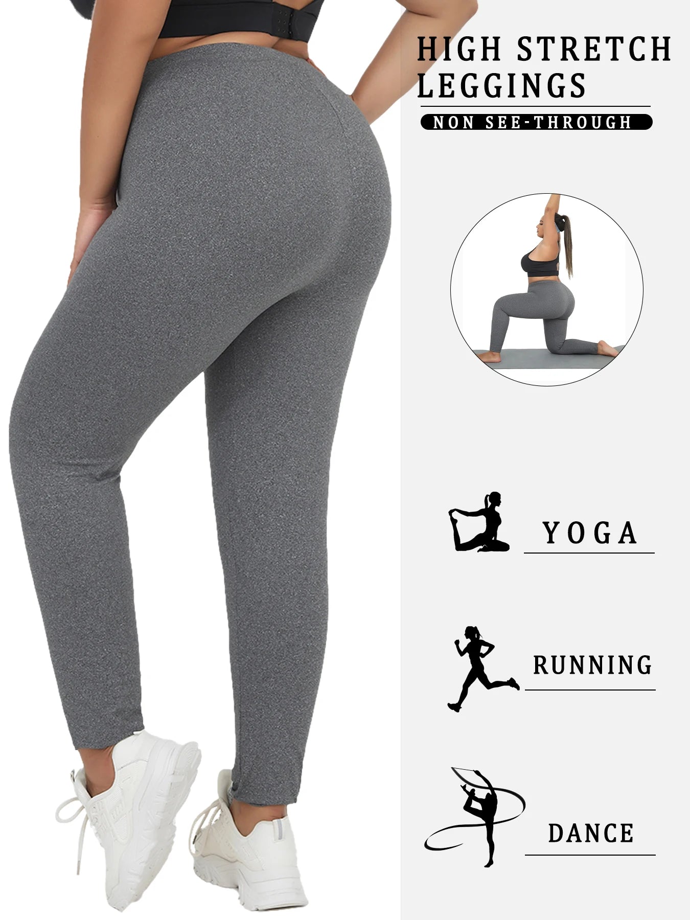 Plus size Women's Super Soft Leggings, High Elasticity for Workout Yoga Running and Daily Casual Wear Comfort Stretch Tights