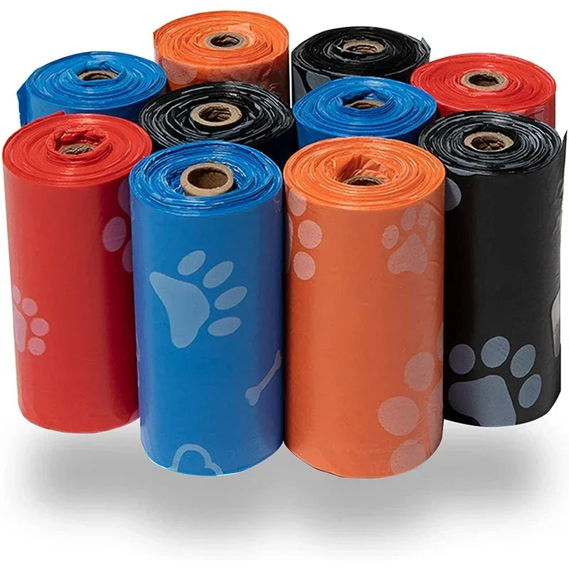 Bajspåsar för Hund – Tjocka Nedbrytbara Doftande 15påsar/Rulle 26x24cm Lila Röd Grön Svart Blå 5–100 Rullar