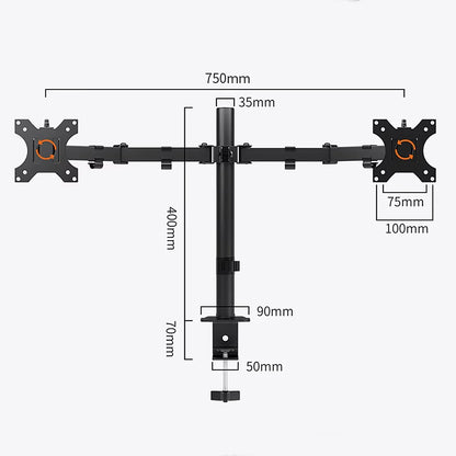 MS02N Laptop Desktop Dual Arm Computer Monitor Bracket 360° Rotary Height Adjustable Monitors Support Mount Stand for 10''-30''