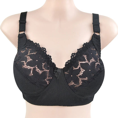 Sexy Lace Bra For Women Wire Free Bras Cotton Comfortable Underwear Soft Lingerie Push Up Big Size  46DC