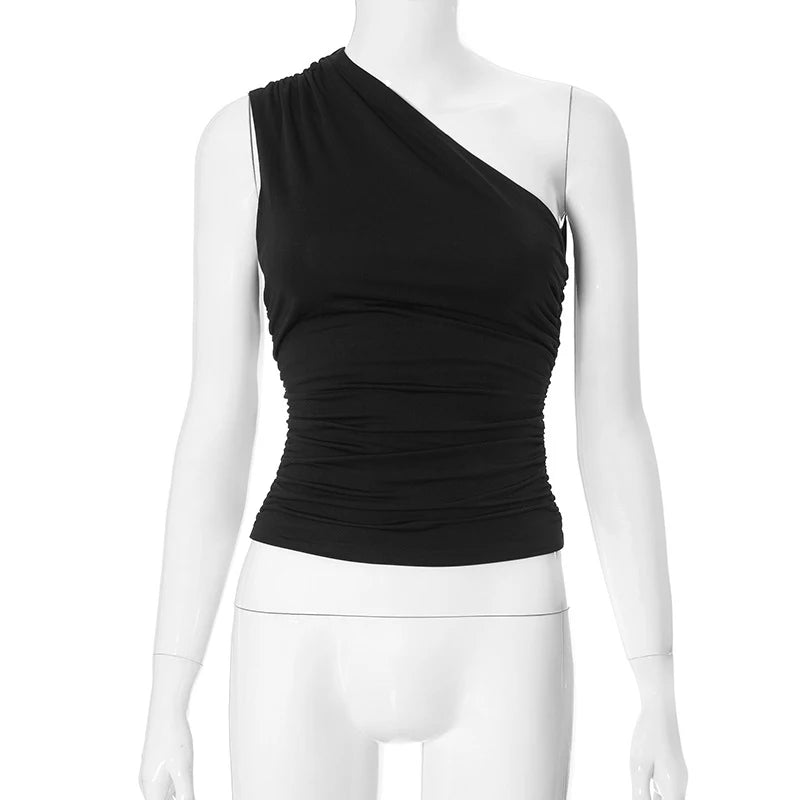 BIDIJONES one-shoulder-topp dam med öppen rygg – enfärgad, S–L