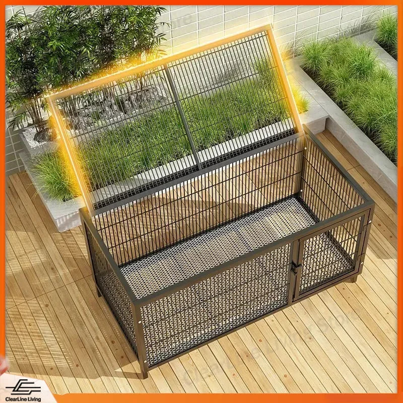 Large Heavy Duty Dog Crate for Large Medium Dogs Indoor Outdoor Portable Foldable Metal Wire Kennel with Tray for Labrador