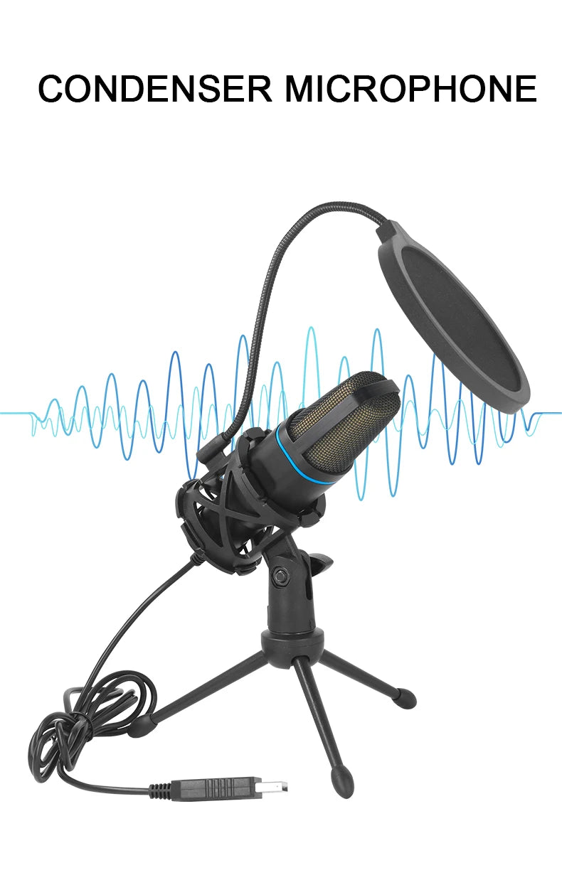 AOIEUUAI RGB USB-kondensatormikrofon för streaming