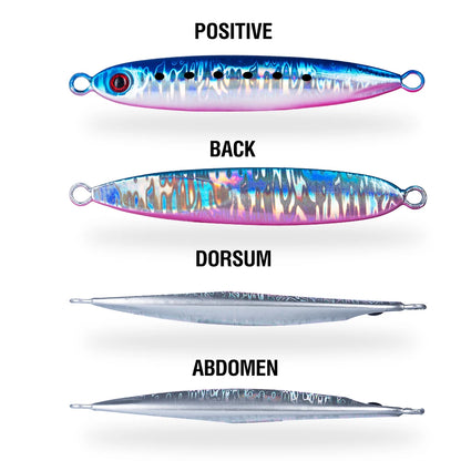 6Pcs Metal Jigging Lure 10-100g Slow Sinking Casting Bait 3D Eyes Luminous with Assist Hooks for Sea Fishing