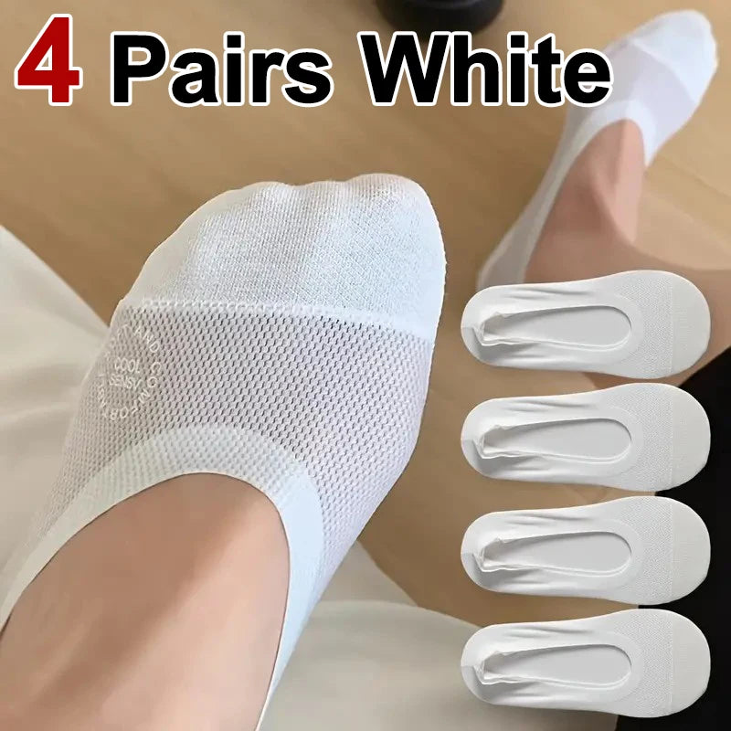 1/4/10 Pairs Women Breathable Mesh Invisible Socks Spring Summer Thin Soft Comfortable Silicone Anti Slip Cotton Casual Socks