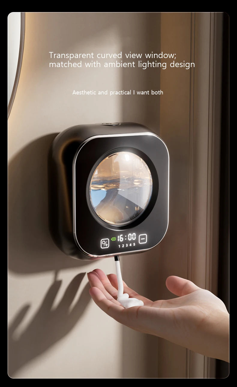 Wall Mounted Automatic Soap Dispenser with Large Capacity Non-contact Rechargeable Sensor Kitchen with LED Intelligence Cleaning