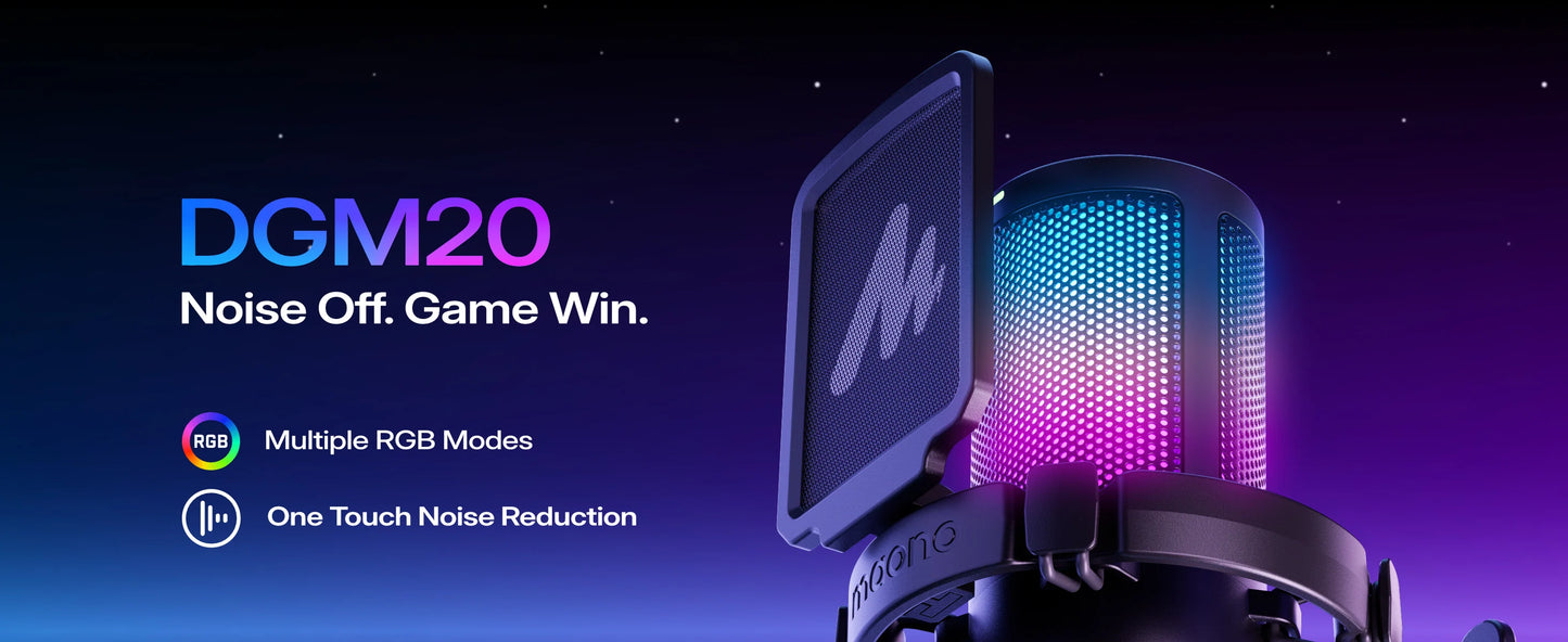 MAONO DGM20S Gaming USB Microphone Condenser Mic with RGB Light Noise Cancellation Boom Arm for Streaming Podcast YouTube Tiktok
