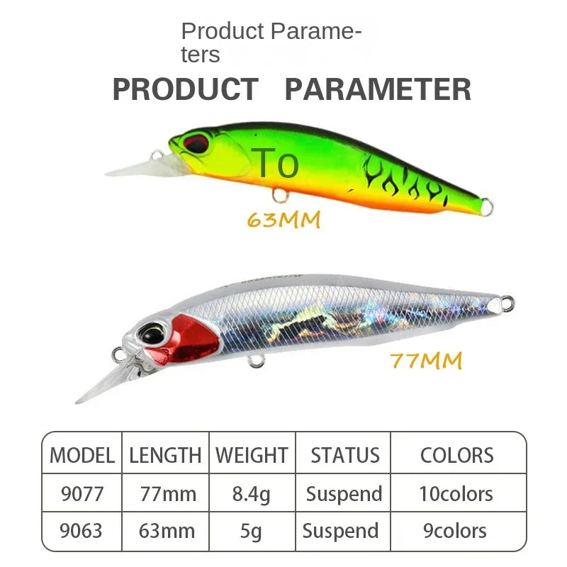 Minnow Fishing Lure Wobbler Rozante 77SP Long Cast Hover Swaying Lure Jerkbait Artificial Bait Culter 77mm/63mm Alburnus Bait